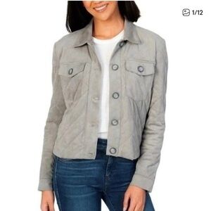 EUC! Kut from the Kloth Women's Gray Faux Suede/Quilted Utility Jacket, Size L